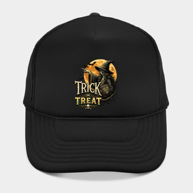 Trick or Treat Halloween Witch and Spooky Full Moon Hat