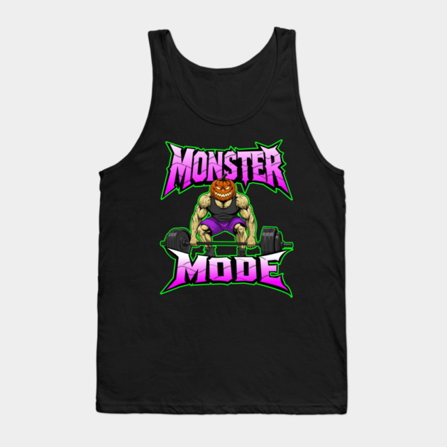 Halloween Gym Monster Mode Pumpkin Bodybuilder Tank Top