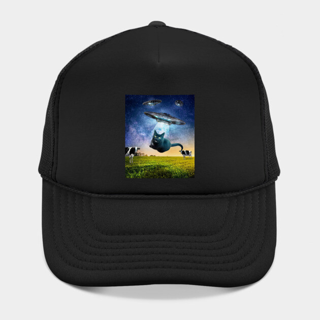 Black Cat UFO Abduction Funny Hat