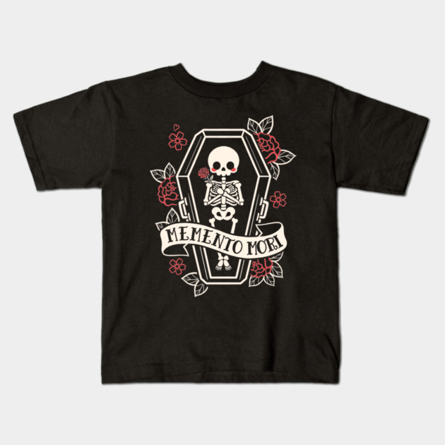 Memento mori cute skeleton coffin Kids T-Shirt