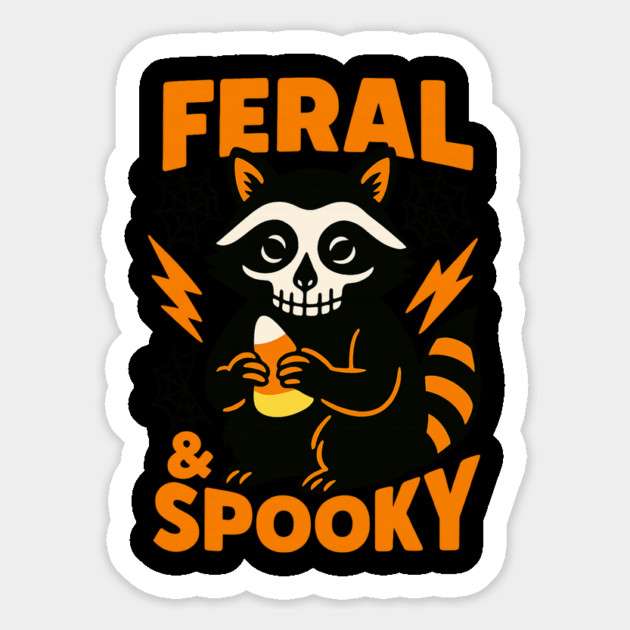 Feral Spooky Raccoon Halloween Candy Corn Magnet