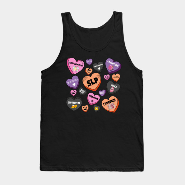 Candy Heart SLP Speech Therapy Halloween Tank Top