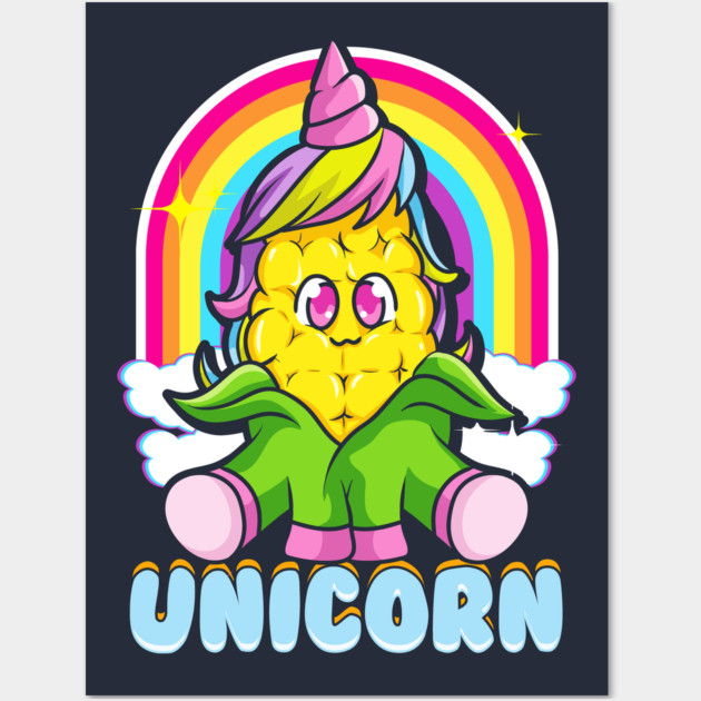 Corn Unicorn Cute Funny Posters and Art Prints