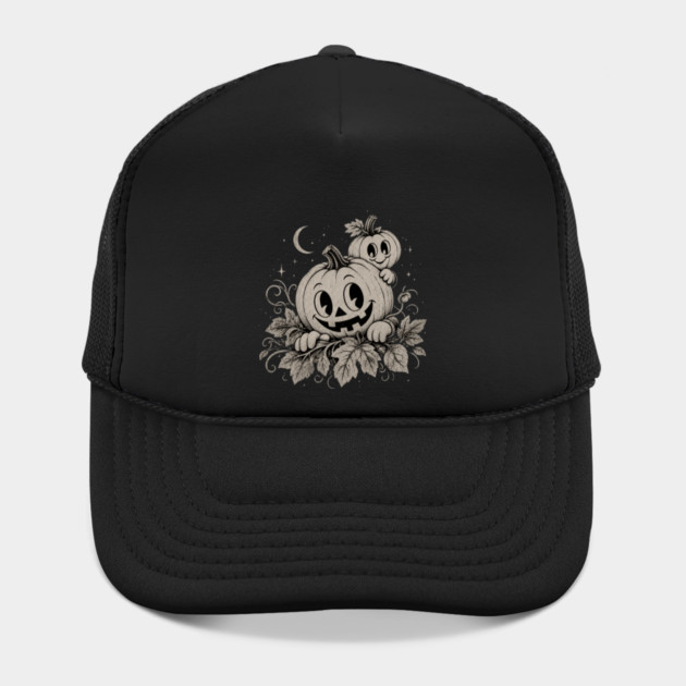 Cozy Pumpkin Buddies Illustration Hat