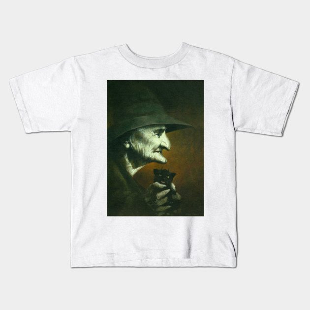 Old Witch And Familiar Kids T-Shirt