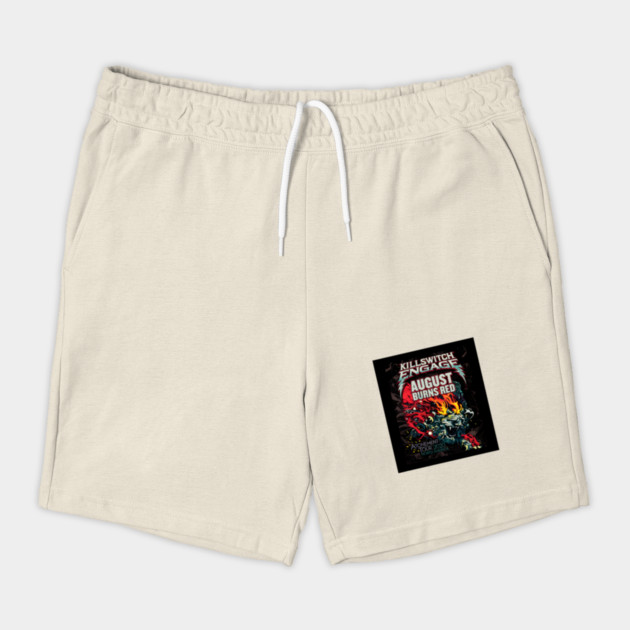 Aggressive Snarling Blue Beast Monster with Red and Yellow Fire Flames Portrait Shorts