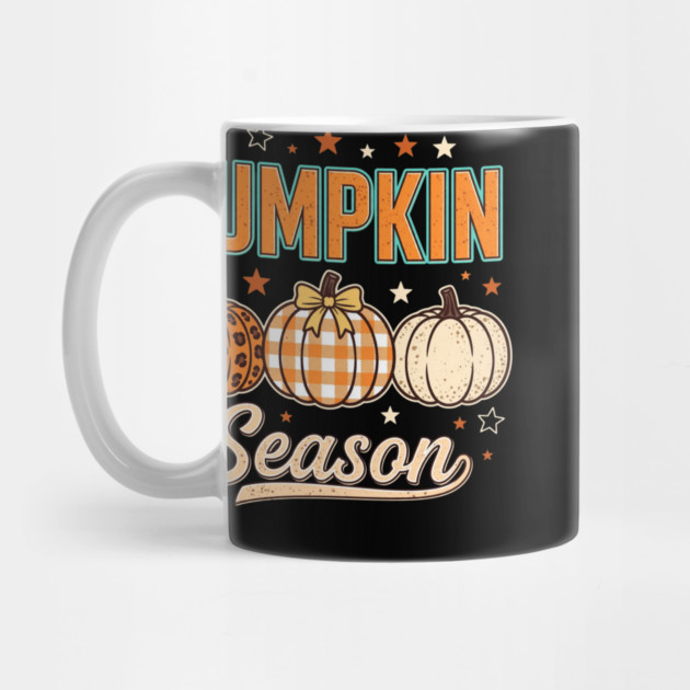 Pumpkin Season Leopard Plaid Print Pumpkins Fall Autumn Mug