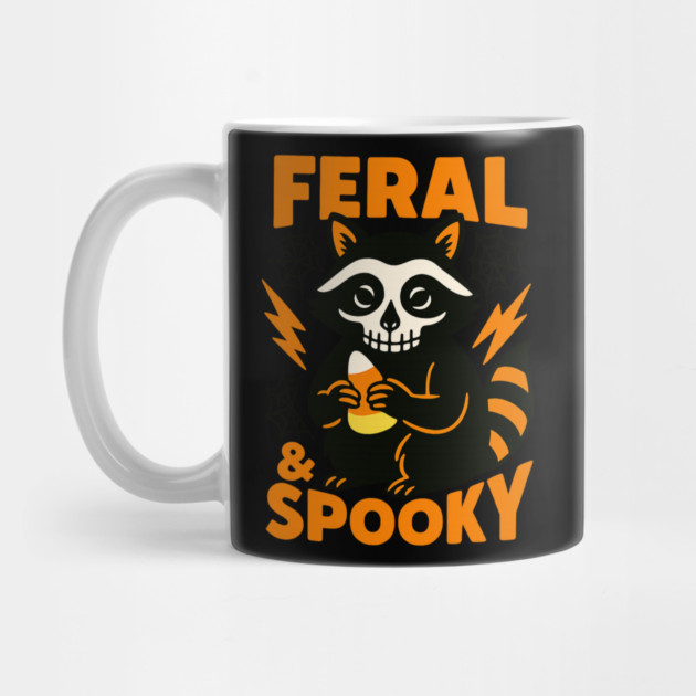 Feral Spooky Raccoon Halloween Candy Corn Mug