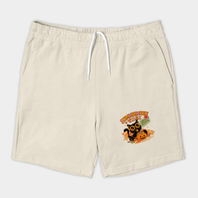 Summerween Cat Vibes Beach Halloween Shorts