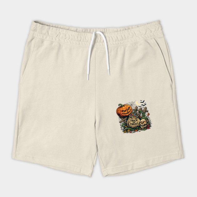 Halloween Trick or Treat Pumpkin and Skull Spooky Design Shorts