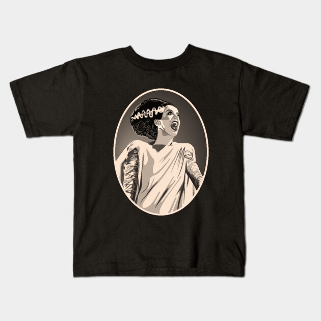 Bride of Frankenstein Portrait (Sepia) Kids T-Shirt