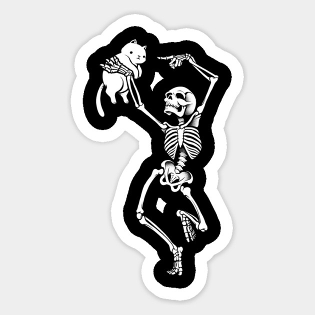 Dancing Skeleton With a Cat Sticker