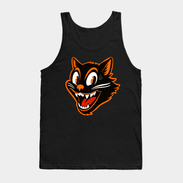 Retro vintage Halloween black cat Tank Top