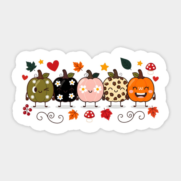 Cute Happy Pumpkins Fall Autumn Sticker