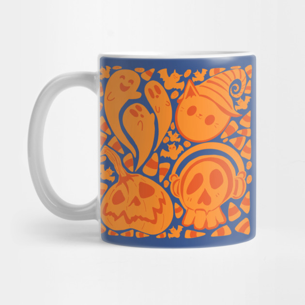 Orange Spooky Halloween Season With blue background Mug