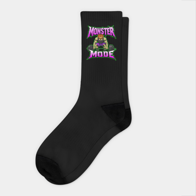 Halloween Gym Monster Mode Pumpkin Bodybuilder Socks