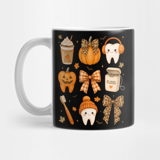 Fall Dentist Halloween Tooth Pumpkin Bow Dental Hygienist Mug
