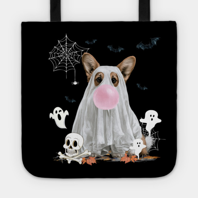 Corgi Dog Ghost Dressed Funny Halloween Dog Lover Tote