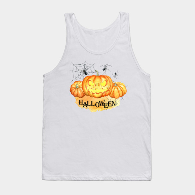 Halloween, watercolor pumpkins, spider web Tank Top