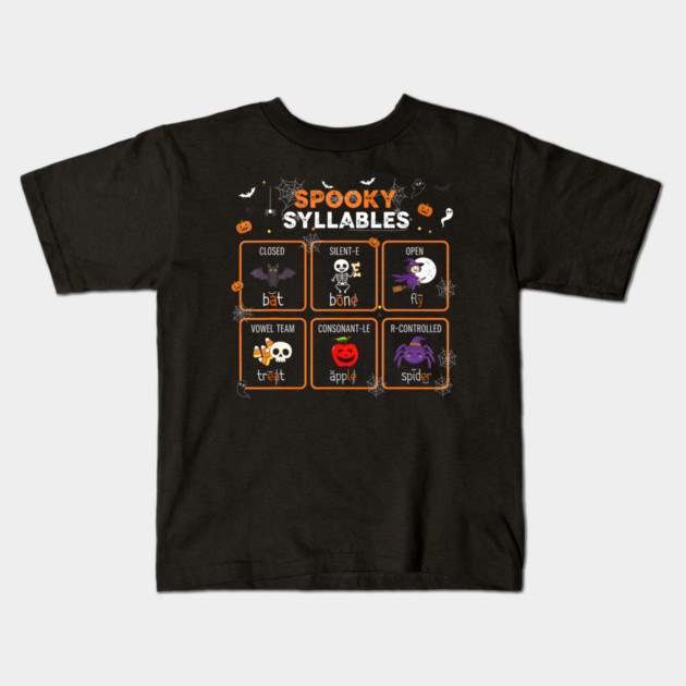 Spooky Syllables Halloween Teacher Student Educational Kids T-Shirt