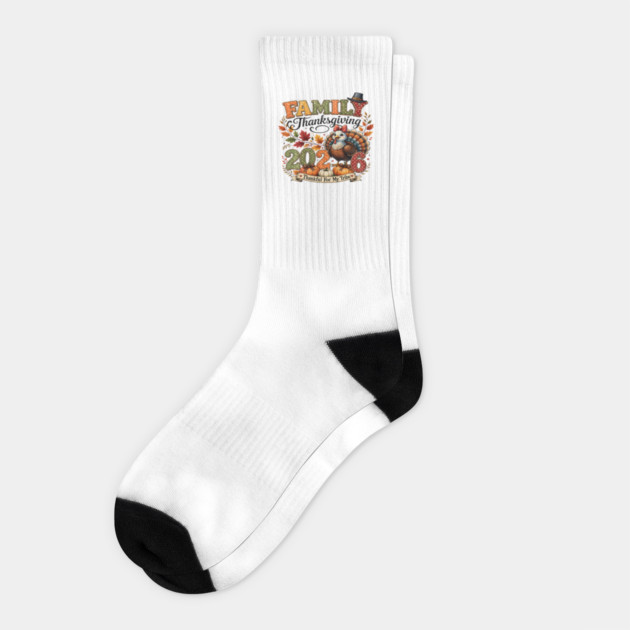 Family Thanksgiving 2026 Cute Turkey Tribe Shirt Socks