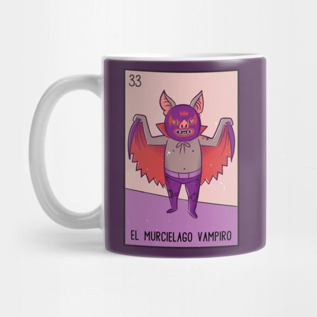 El Murciélago Vampiro // Mexican Luchador Vampire Bat Loteria Card Mug