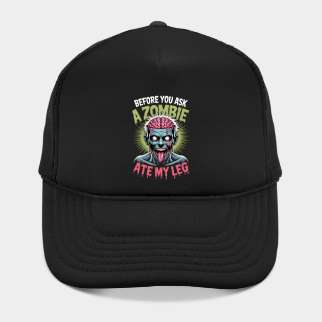 Zombie Halloween Funny Leg Amputee Humor Hat