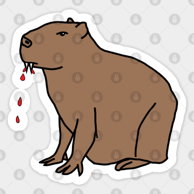 Funny Halloween Animals Capybara with Sharp Teeth Sticker