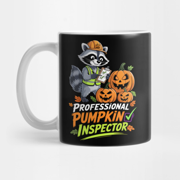 Pumpkin Inspector Funny Raccoon Halloween Cartoon Mug