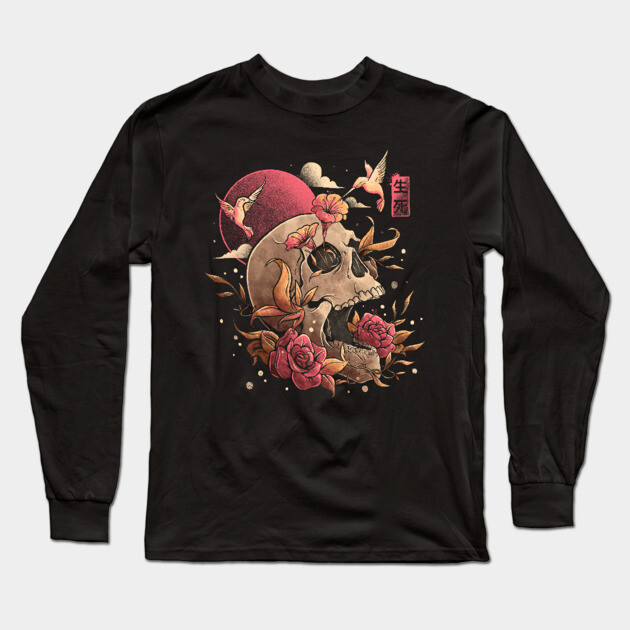 Life and Death Skull Flowers Gift Long Sleeve T-Shirt