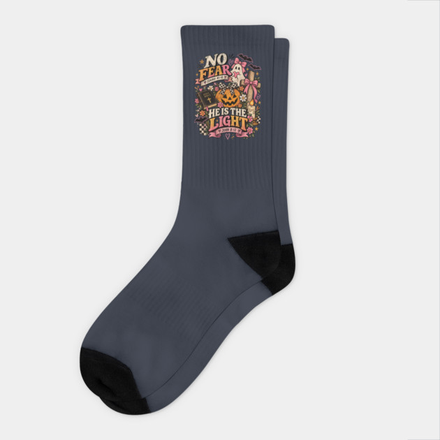 Shine with The Light of Jesus Christian Halloween Pumpkin Socks
