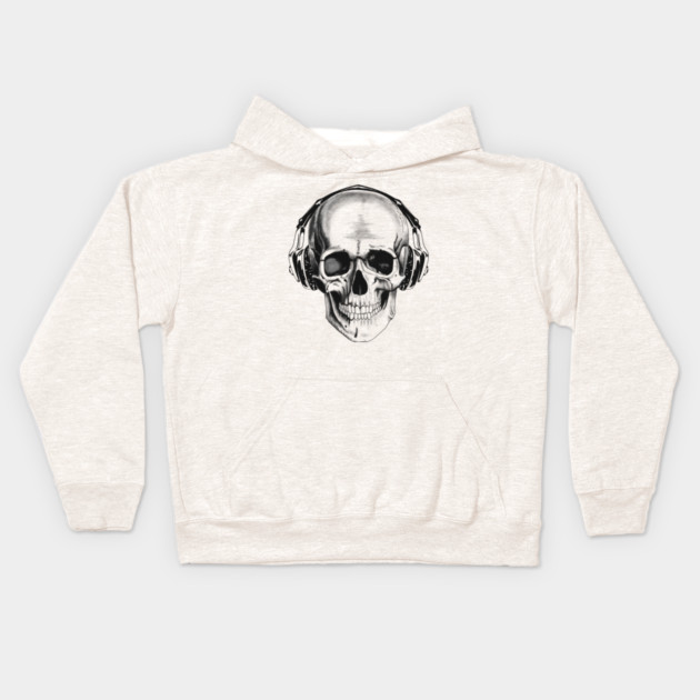 Skull with headphones Kids Hoodie