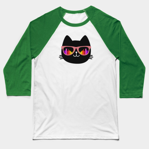 Black Cat Music Lover Baseball T-Shirt