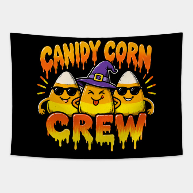 Candy Corn Crew Funny Halloween Group Costume Design Tapestry