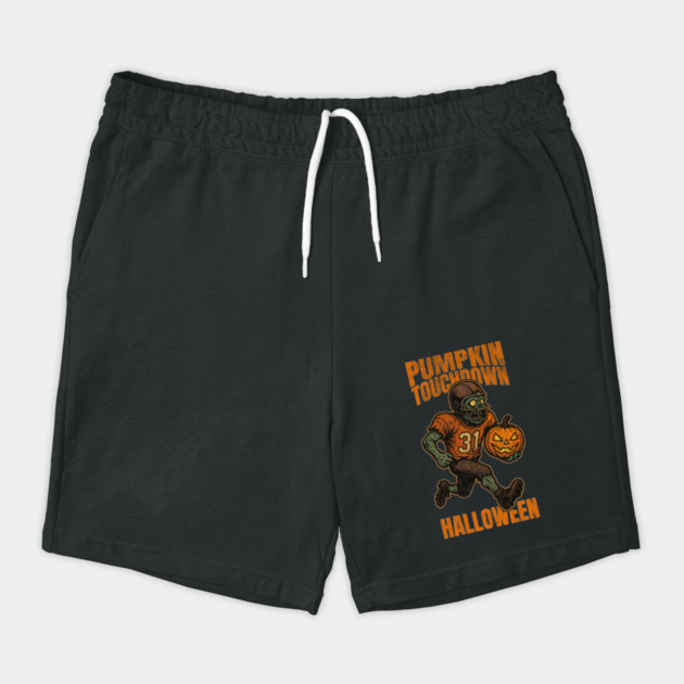Pumpkin Touchdown Zombie Football Player - Funny Halloween Design Shorts