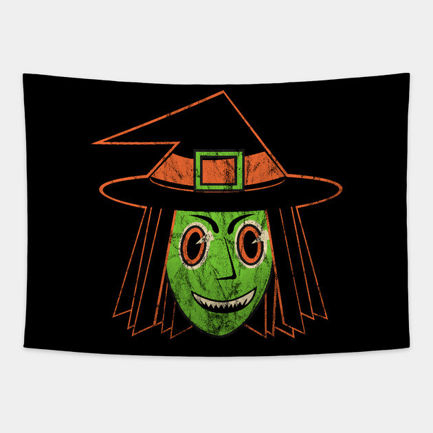 Vintage Halloween Witch Tapestry
