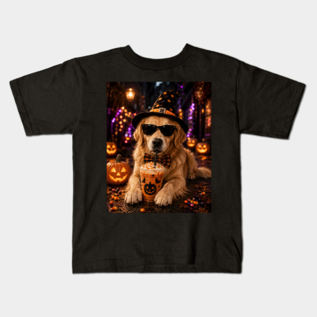 Cool Witch Dog Pumpkin Spice Halloween Shirt Kids T-Shirt