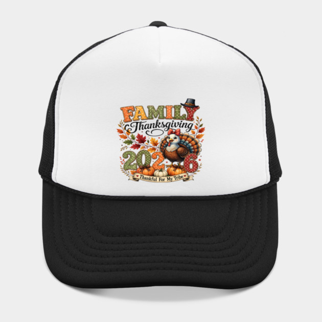 Family Thanksgiving 2026 Cute Turkey Tribe Shirt Hat