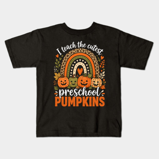 Pumpkins Cute Halloween Rainbow Teacher Shirt Kids T-Shirt
