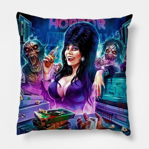 Elvira mistress of the dark Halloween retro graphic design Pillow