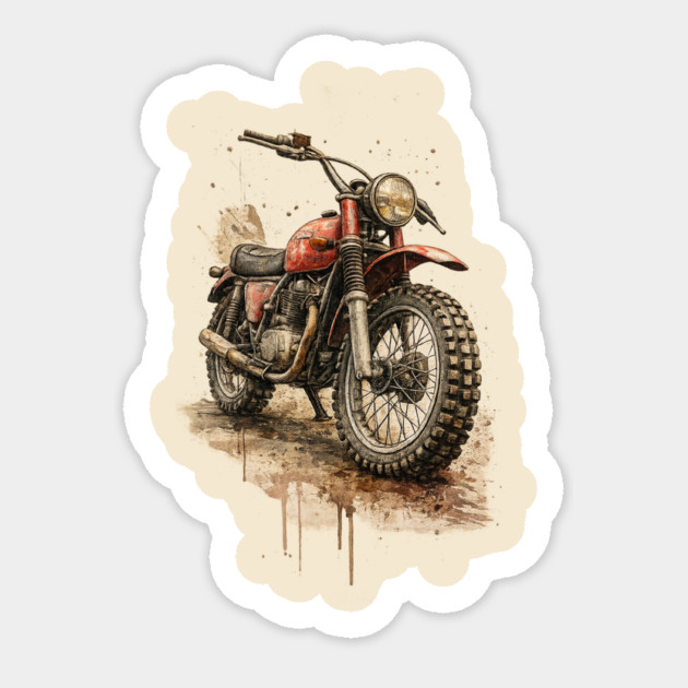 Vintage Retro Scrambler Motorcycle Distressed Art Sticker