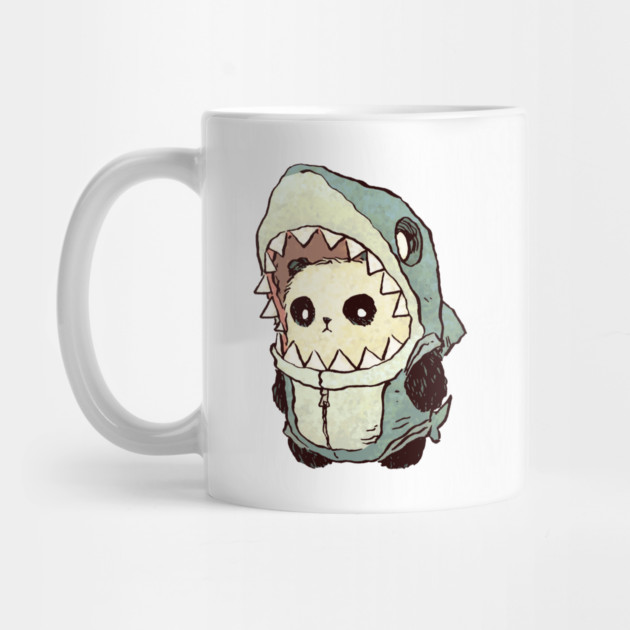 Cute Panda in Shark Costume Coffee Mug - Sketchy Panda Wearing a Toothy Shark Hood Onesie, Gift for Animal Lovers