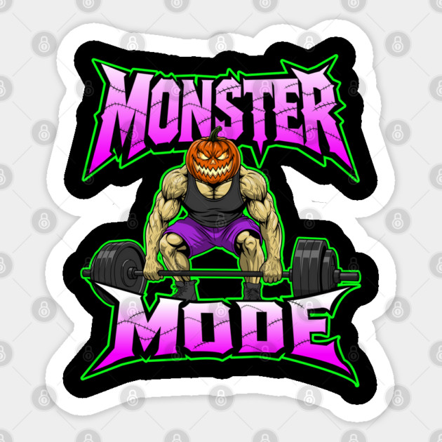 Halloween Gym Monster Mode Pumpkin Bodybuilder Sticker