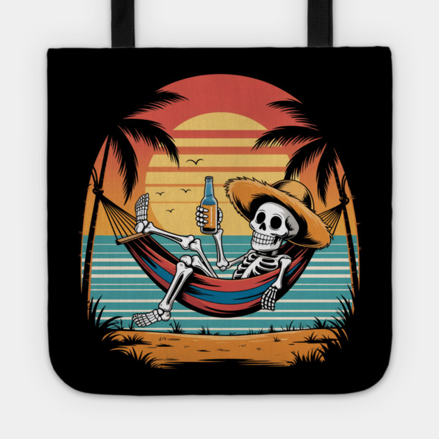 Beach Vacation Skeleton Summer Drinking Tote