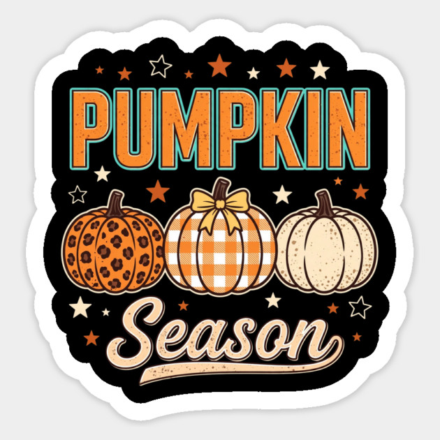 Pumpkin Season Leopard Plaid Print Pumpkins Fall Autumn Sticker