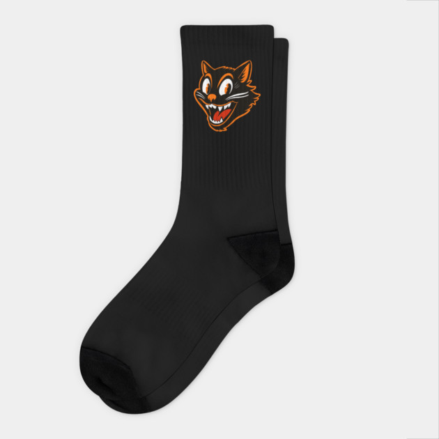 Retro vintage Halloween black cat Socks