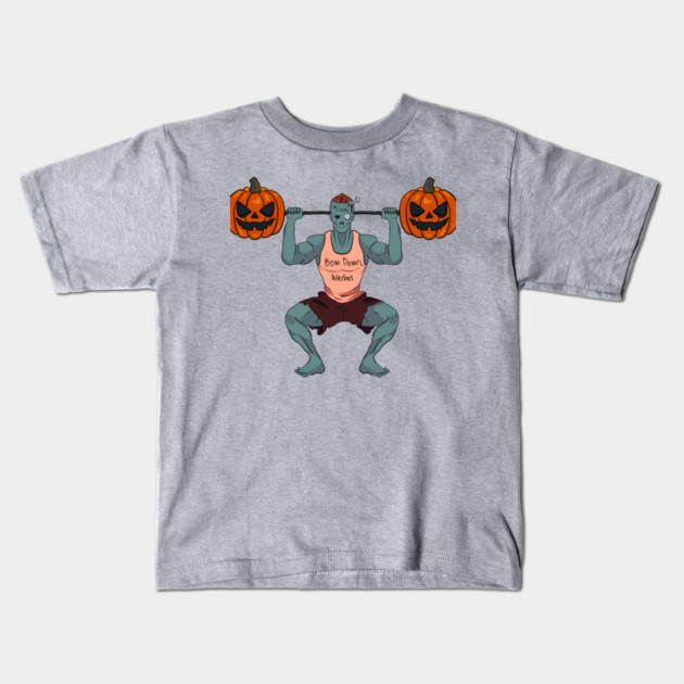 Bow Down Witches Funny Zombie Halloween Gym Workout Kids T-Shirt