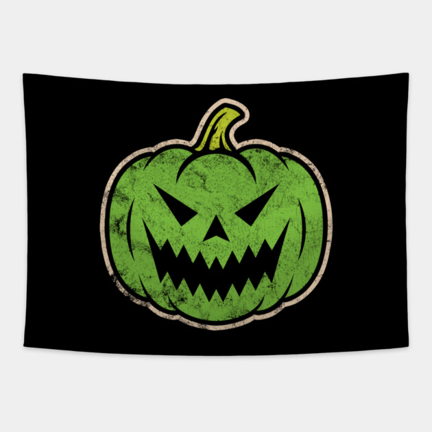 Halloween Retro Jack-O-Lantern (Green) Tapestry