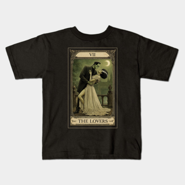 The Bride And Frankenstein Tarot The Lovers Card Kids T-Shirt