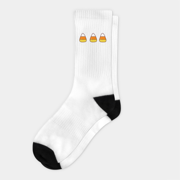 Cute Candy Corn Trio Illustration - Halloween Treat Design Socks